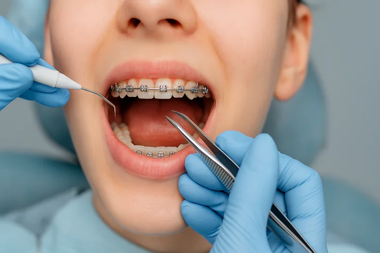 A picture of orthodontic braces treatment process