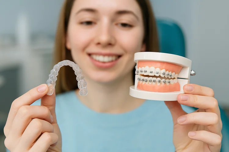 A picture of a lady choosing the right orthodontic treatment
