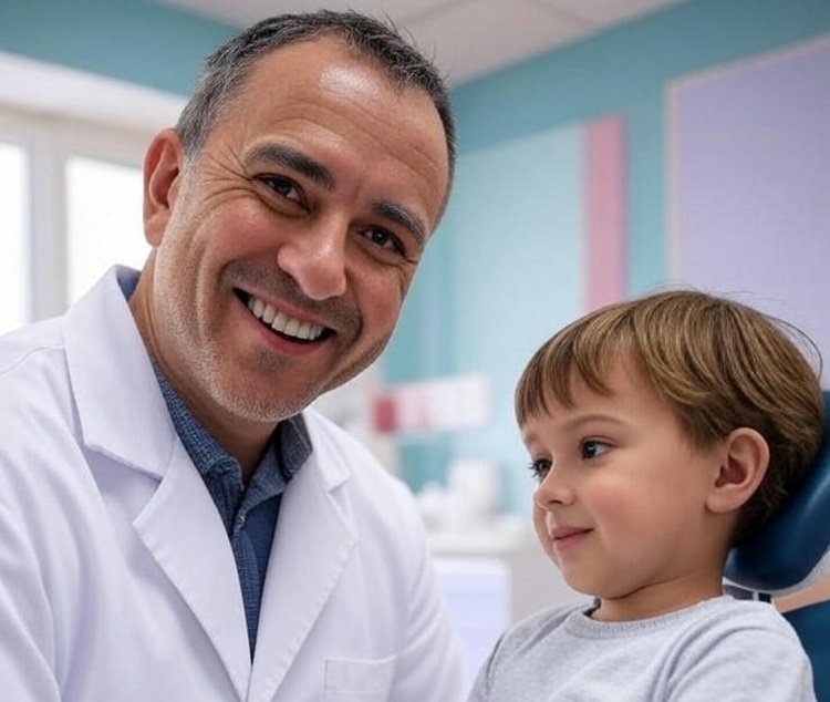 a child visiting a dentist for tooth pain