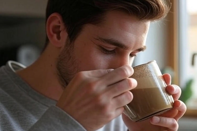 a man who is drinking coffee