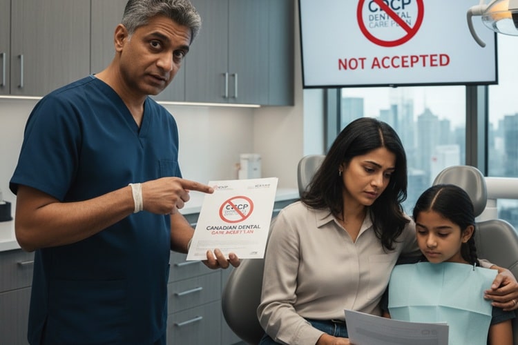 a dentist explaining Ways to Maximize CDCP Benefits for Family Dental Plans in BC