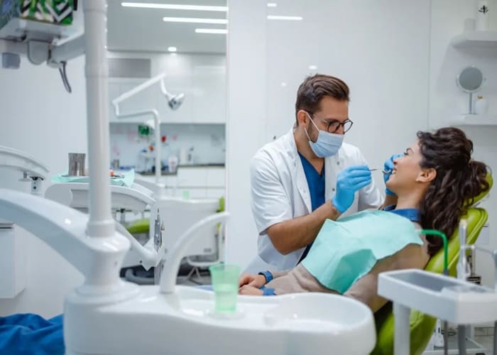 visiting a dentist